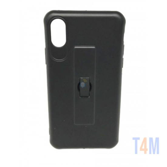 CAPA DE SILICONE MOTOMO COM ANEL DE DEDO PARA IPHONE X PRETO